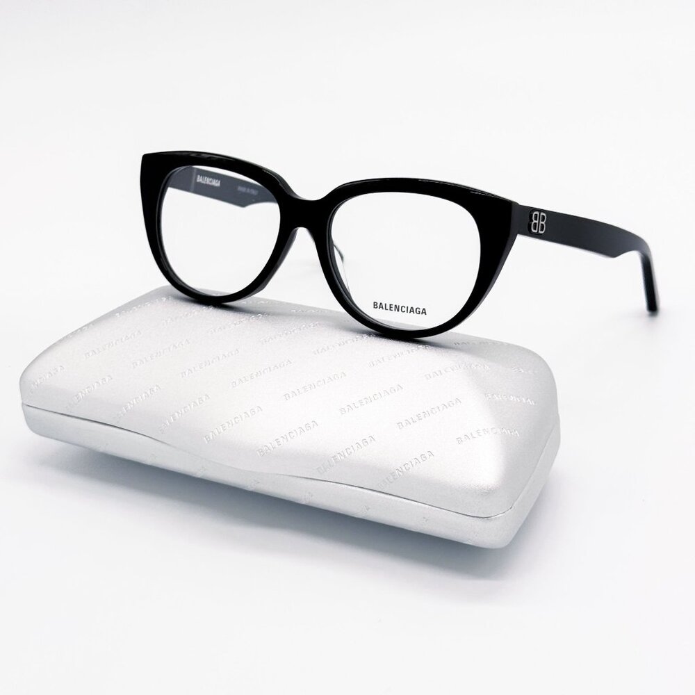 NEW BALENCIAGA EYEGLASSES BB0131O 001 ROUND OVAL BLACK WOMEN EYEWEAR BALENCIAGA